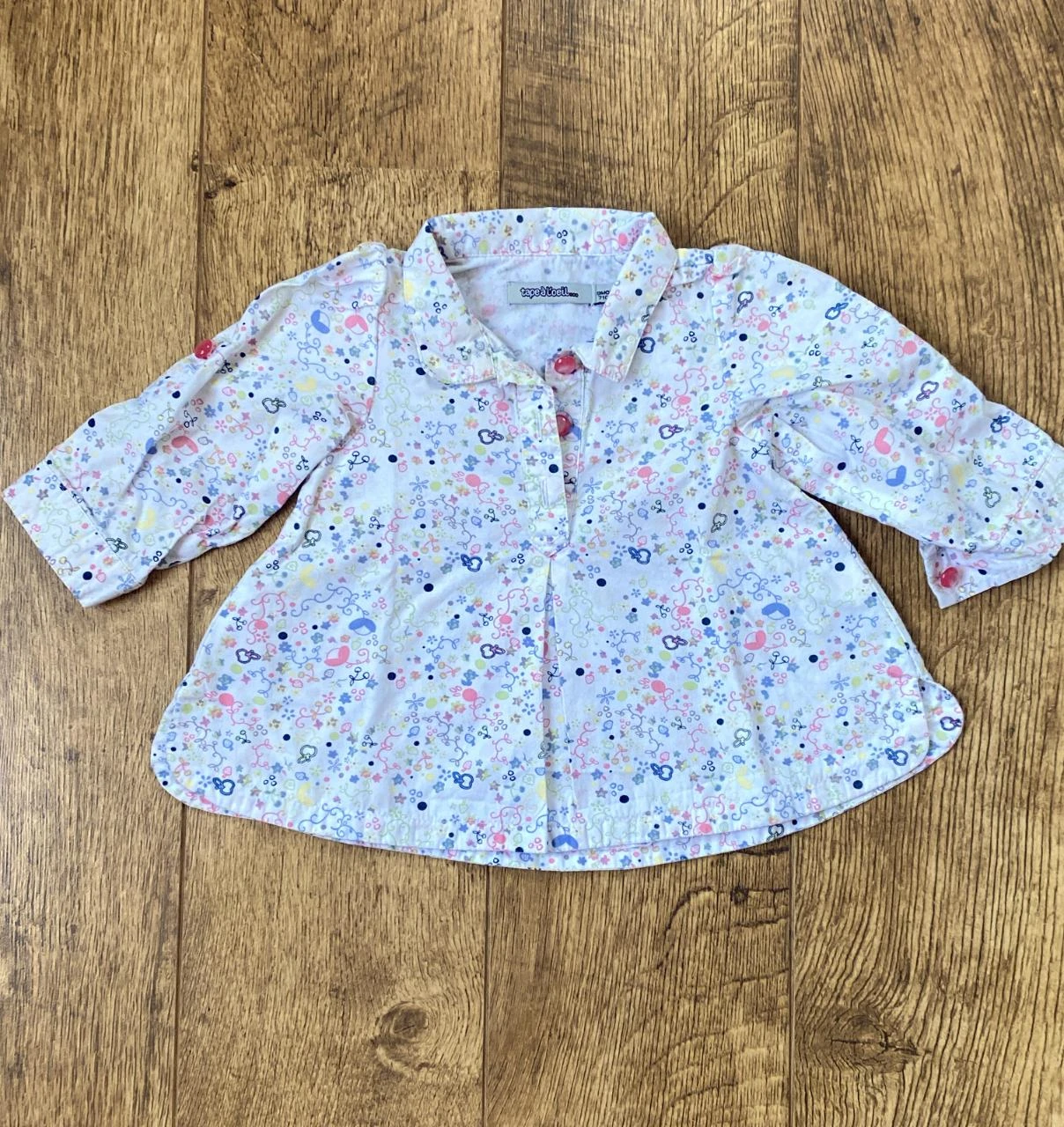 Robe Tape À L'Oeil 9 mois blanche imprimé multicolore – 100% coton